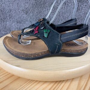 Kalso Earth Sandals March Womens Size 6 Stone Bead Cork Negative Heel Slingback